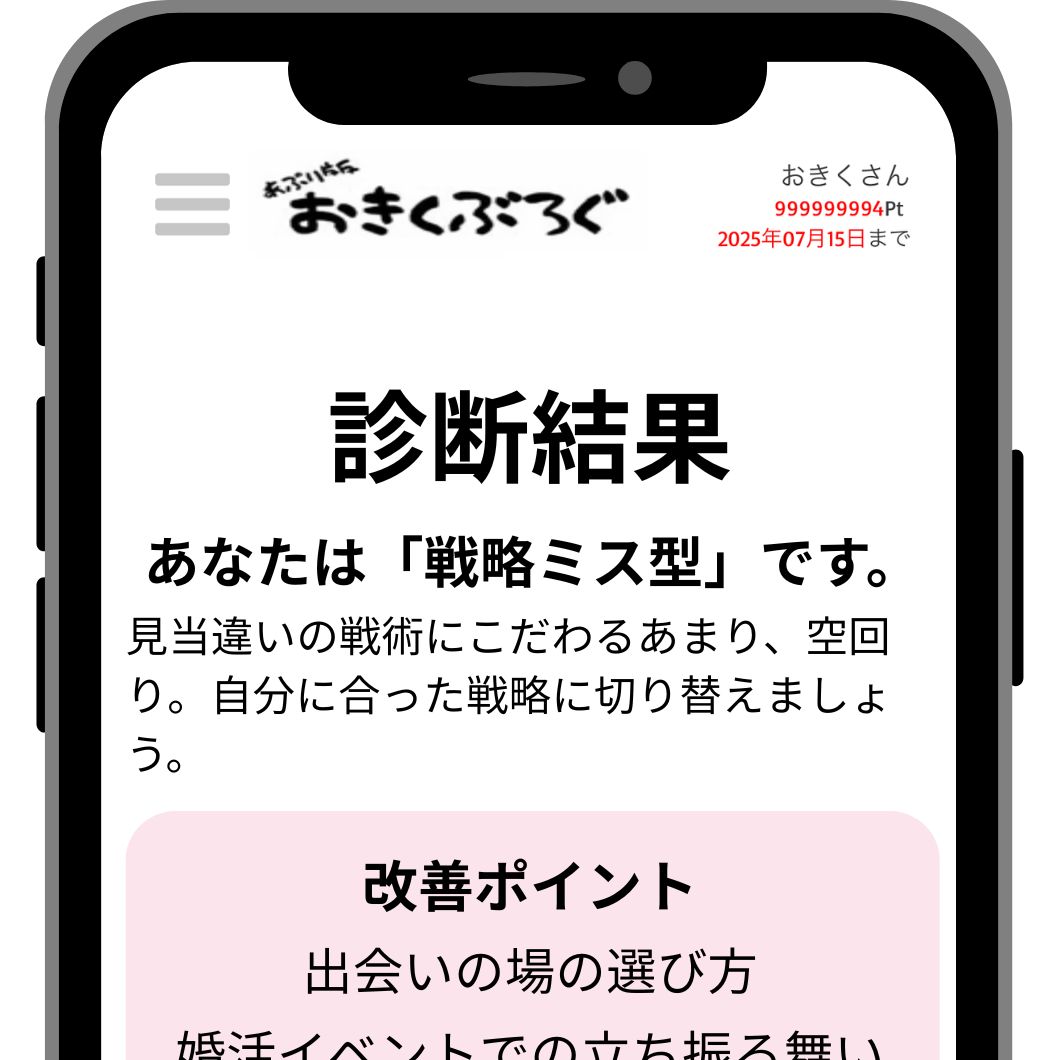 しくじり診断サンプル画面